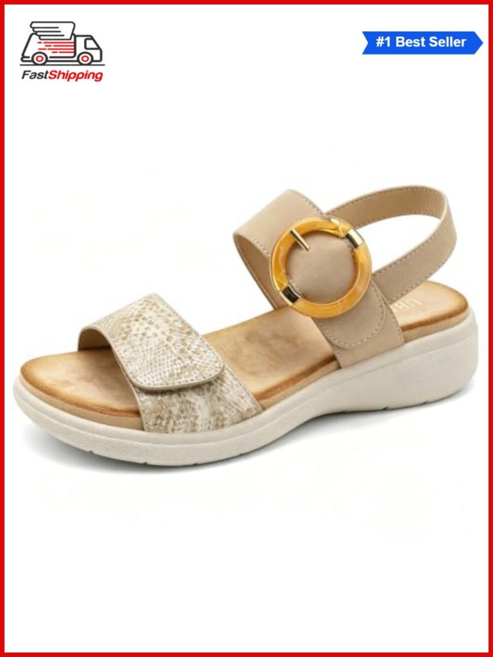 Womens Platform Sandals Low Wedge Walking Comfort Adjustable Straps